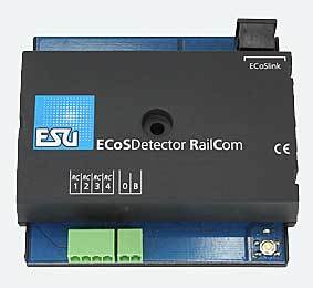ES50098: ECoSDetector: terugmeldule met 4 Railcom ingangen. Geschikt voor 2 en 3-rail, optokoplers
