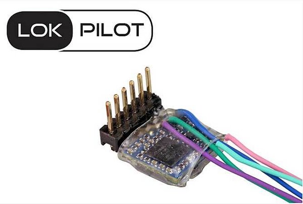 ES59857: Lokpilot micro V5.0 DCC, met 6-polige stekker met een hoed van 90 graden