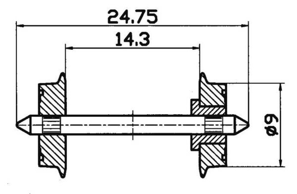 RO40194: H0 Gelijkstroom NEM-wielen - 9 mm - één zijde geisoleerd - 2 assen