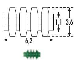 SF150: H0 - Geribbelde isolatoren (3,6 x 6,2 mm) - groen - 24 stuks