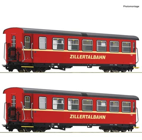 RO34049: Noviteit: H0e - 2-delig set 4-assige Personenrijtuigen B4, Zillertalbahn (V) *wk22-2022*