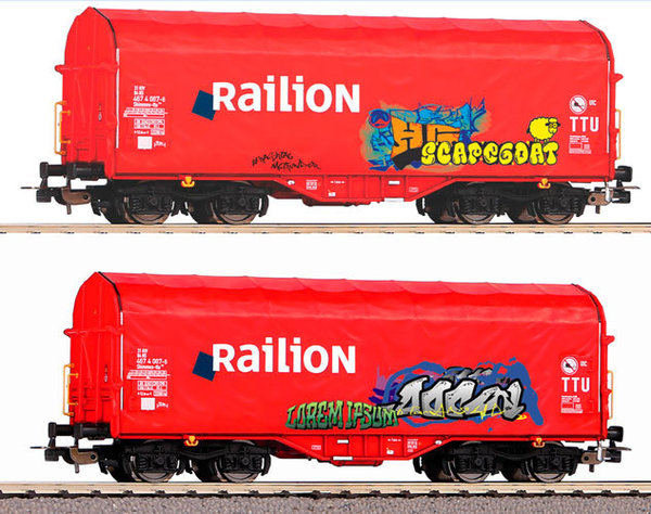 PK58981: Expert - 4-assige Schuifzeilwagen Railion met Graffiti, NS (V)