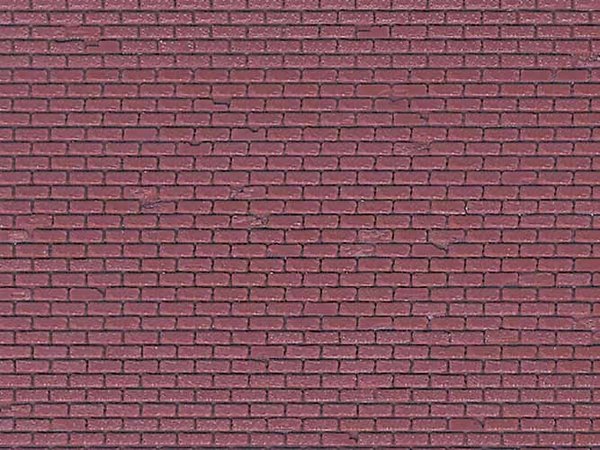 VO46028: H0 - Kunststof Decorplaat: Rode bakstenen muur, L=218 x B=119 mm - 1 stuks