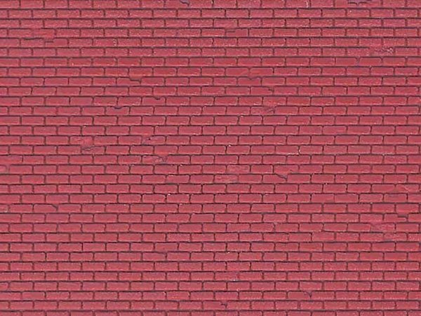 VO46033: H0 - Kunststof Decorplaat: Rode bakstenen muur, L=218 x B=119 mm