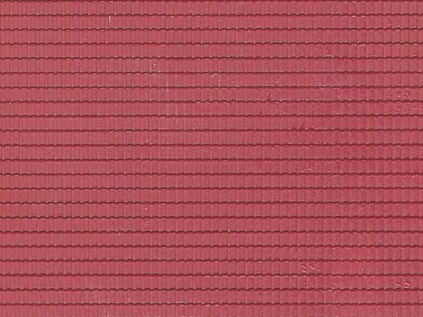 VO47353: N - Kunststof decorplaat: Rode platte daktegels (149 x 109 mm)