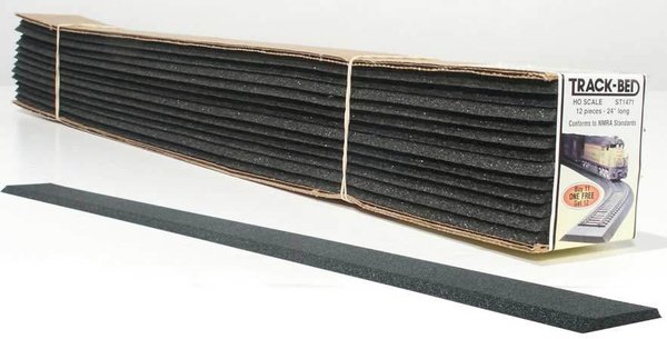 WSCWL-ST1471: H0 - Railbedding donkergrijs - strip (60,9 x 4,44 cm x 5 mm) - 12 stuks