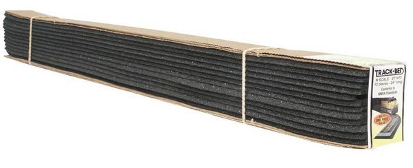 WSCWL-ST1472: N - Railbedding donkergrijs - strip (60,9 x 3,17 cm x 3 mm) - 12 stuks