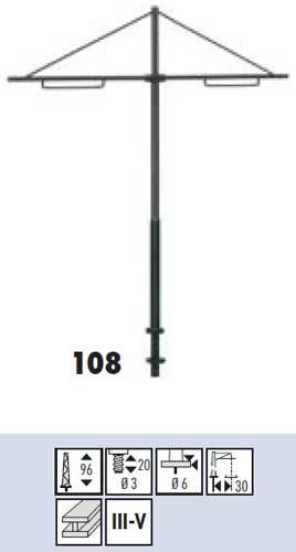 SF108: H0 - Trambaan bovenleiding middenmast - H=96 mm, DB - 1 stuks