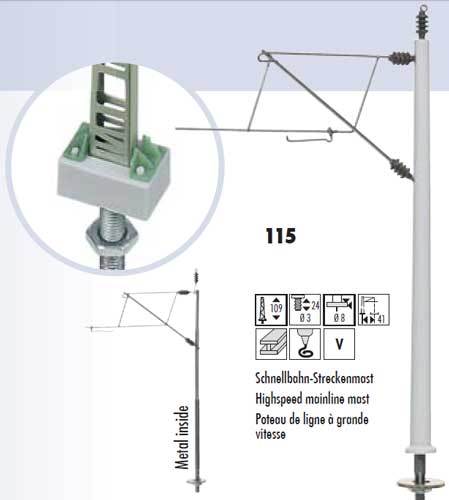 SF115: H0 - Hogesnelheids bovenleidingmast - H=109 mm, DB - 1 stuks