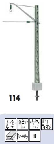 SF114: H0 - Vakwerk bovenleidingmast - H=102 mm, gelakt, DR - 1 stuks