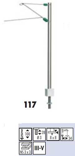 SF117: H0 - H-profiel bovenleidingmast, nieuwzilver - H=100 mm, DB - 1 stuks