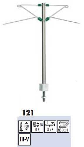 SF121: H0 - H-profiel bovenleiding middenmast, nieuwzilver - H=78 mm - railafstand Märklin,...