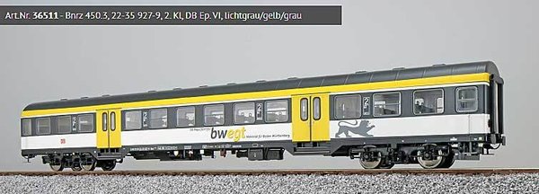 ES36511: Noviteit: H0 - 4-assig Personenrijtuig  Bnrz 450.3, 22-35 927-9 2e klas, DB (VI)...