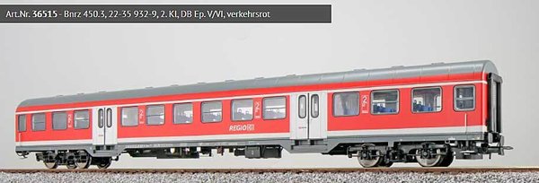 ES36515: Noviteit: H0 - 4-assig Personenrijtuig Bnrz 450.3, 22-35 932-9 2e klas, DB (V/VI)...