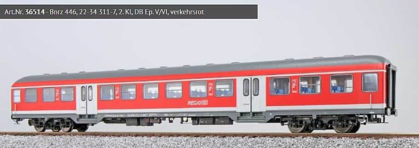 ES36514: Noviteit: H0 - 4-assig Personenrijtuig Bnrz 446, 22-34 311-7 2e klas, DB (V/VI)...