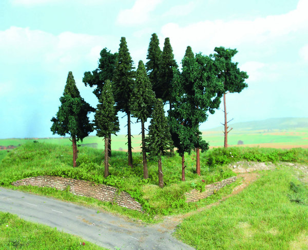 HKI2264: Naaldbomenbos met bomen van 10 tot 17 cm hoog, 14 stuks