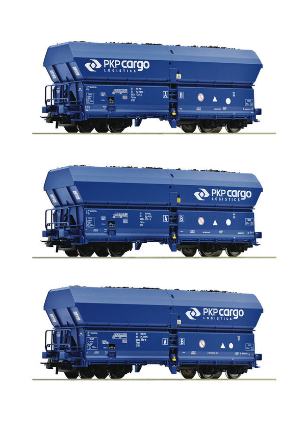RO76046: H0 - 3-delig set 4-assige Zelflossers Falns, PKP-Cargo (VI)